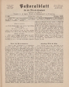 Pastoralblatt für die Diözese Ermland, 17.Jahrgang, Oktober 1885, Nr 10.