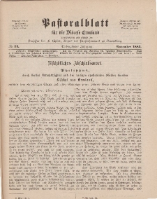 Pastoralblatt für die Diözese Ermland, 17.Jahrgang, November 1885, Nr 11.
