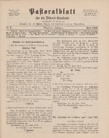 Pastoralblatt für die Diözese Ermland, 18.Jahrgang, Juli 1886, Nr 7.