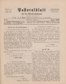 Pastoralblatt für die Diözese Ermland, 18.Jahrgang, August 1886, Nr 8.