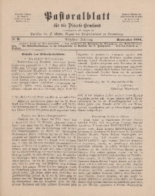 Pastoralblatt für die Diözese Ermland, 18.Jahrgang, September 1886, Nr 9.