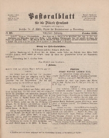 Pastoralblatt für die Diözese Ermland, 18.Jahrgang, Oktober 1886, Nr 10.