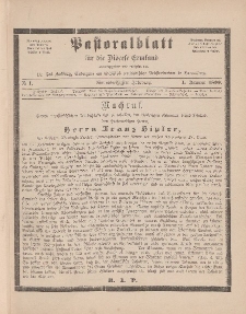 Pastoralblatt für die Diözese Ermland, 31.Jahrgang, 1. Januar 1899, Nr 1.