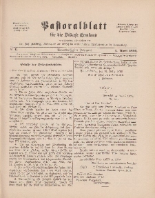 Pastoralblatt für die Diözese Ermland, 31.Jahrgang, 1. April 1899, Nr 4.