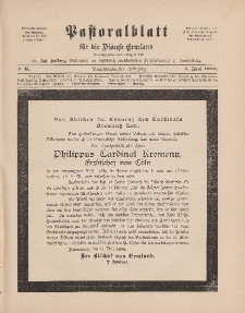 Pastoralblatt für die Diözese Ermland, 31.Jahrgang, 1. Juni 1899, Nr 6.