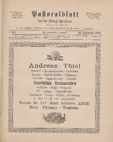 Pastoralblatt für die Diözese Ermland, 31.Jahrgang, 30. September 1899, Nr 10.