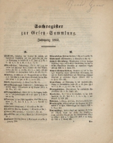 Gesetz-Sammlung für die Königlichen Preussischen Staaten, (Sachregister), 1862