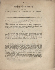 Gesetz-Sammlung für die Königlichen Preussischen Staaten, 13. Januar, 1862, nr. 1.