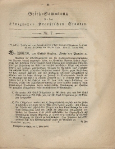 Gesetz-Sammlung für die Königlichen Preussischen Staaten, 3. März, 1862, nr. 7.