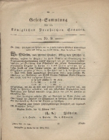 Gesetz-Sammlung für die Königlichen Preussischen Staaten, 24. März, 1862, nr. 9.