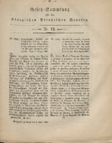 Gesetz-Sammlung für die Königlichen Preussischen Staaten, 9. April, 1862, nr. 12.