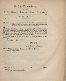 Gesetz-Sammlung für die Königlichen Preussischen Staaten, 17. April, 1862, nr. 14.