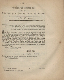 Gesetz-Sammlung für die Königlichen Preussischen Staaten, 1. Mai, 1862, nr.15.