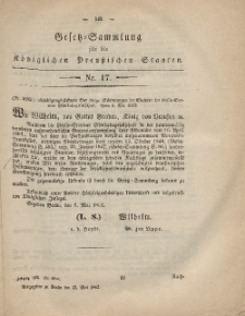 Gesetz-Sammlung für die Königlichen Preussischen Staaten, 22. Mai, 1862, nr.17.
