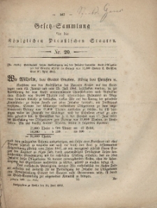 Gesetz-Sammlung für die Königlichen Preussischen Staaten, 18. Juni, 1862, nr. 20.