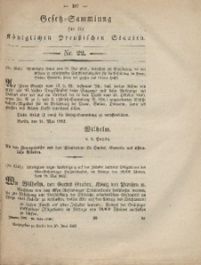 Gesetz-Sammlung für die Königlichen Preussischen Staaten, 30. Juni, 1862, nr. 22.