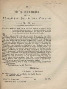 Gesetz-Sammlung für die Königlichen Preussischen Staaten, 3. Juli, 1862, nr. 23.