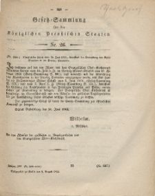 Gesetz-Sammlung für die Königlichen Preussischen Staaten, 8. August, 1862, nr. 26.