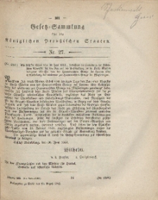 Gesetz-Sammlung für die Königlichen Preussischen Staaten, 23. August, 1862, nr. 27.