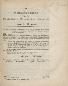 Gesetz-Sammlung für die Königlichen Preussischen Staaten, 13. September, 1862, nr. 31.
