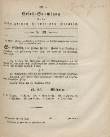 Gesetz-Sammlung für die Königlichen Preussischen Staaten, 26. September, 1862, nr. 33.