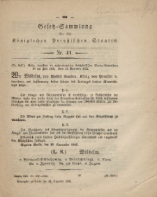 Gesetz-Sammlung für die Königlichen Preussischen Staaten, 12. Dezember, 1862, nr. 41.