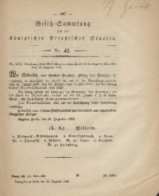 Gesetz-Sammlung für die Königlichen Preussischen Staaten, 30. Dezember, 1862, nr. 42.
