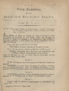 Gesetz-Sammlung für die Königlichen Preussischen Staaten, 7. Januar, 1868, nr. 1.