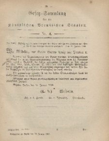 Gesetz-Sammlung für die Königlichen Preussischen Staaten, 23. Januar, 1868, nr. 4.