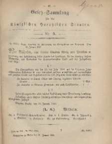 Gesetz-Sammlung für die Königlichen Preussischen Staaten, 30. Januar, 1868, nr. 5.