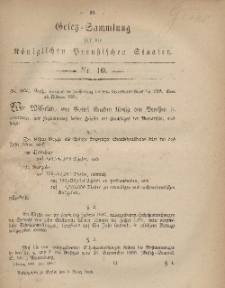 Gesetz-Sammlung für die Königlichen Preussischen Staaten, 3. März, 1868, nr. 10.