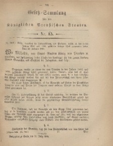 Gesetz-Sammlung für die Königlichen Preussischen Staaten, 16. März, 1868, nr. 15.