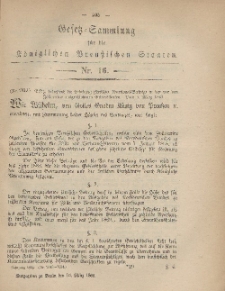 Gesetz-Sammlung für die Königlichen Preussischen Staaten, 16. März, 1868, nr. 16.