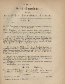 Gesetz-Sammlung für die Königlichen Preussischen Staaten, 16. März, 1868, nr. 17.