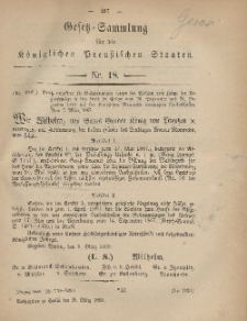 Gesetz-Sammlung für die Königlichen Preussischen Staaten, 20. März, 1868, nr. 18.