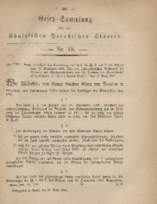 Gesetz-Sammlung für die Königlichen Preussischen Staaten, 26. März, 1868, nr. 19.