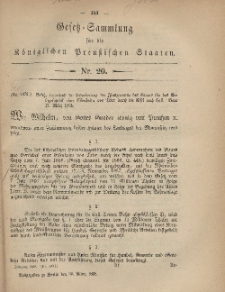 Gesetz-Sammlung für die Königlichen Preussischen Staaten, 30. März, 1868, nr. 20.