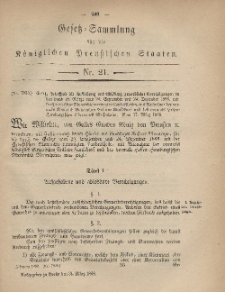 Gesetz-Sammlung für die Königlichen Preussischen Staaten, 31. März, 1868, nr. 21.