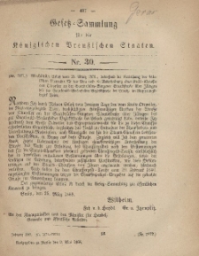 Gesetz-Sammlung für die Königlichen Preussischen Staaten, 9. Mai, 1868, nr. 30.