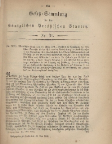 Gesetz-Sammlung für die Königlichen Preussischen Staaten,12. Mai, 1868, nr. 31.