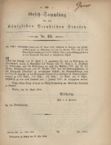 Gesetz-Sammlung für die Königlichen Preussischen Staaten, 25. Mai, 1868, nr. 33.
