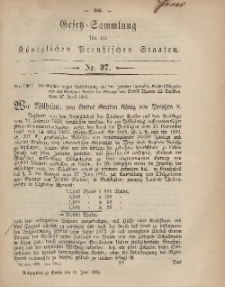 Gesetz-Sammlung für die Königlichen Preussischen Staaten, 10. Juni, 1868, nr. 37.