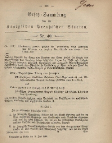 Gesetz-Sammlung für die Königlichen Preussischen Staaten, 18. Juni, 1868, nr. 40.