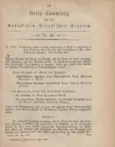 Gesetz-Sammlung für die Königlichen Preussischen Staaten, 6. Juli, 1868, nr. 45.