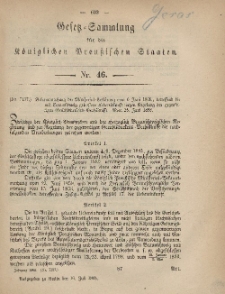 Gesetz-Sammlung für die Königlichen Preussischen Staaten, 16. Juli, 1868, nr. 46.
