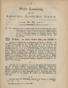 Gesetz-Sammlung für die Königlichen Preussischen Staaten, 10. August, 1868, nr. 52.