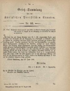 Gesetz-Sammlung für die Königlichen Preussischen Staaten, 12. August, 1868, nr. 53.