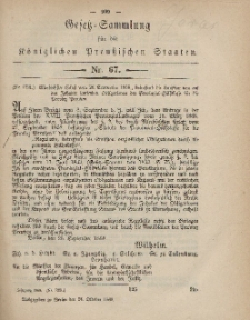 Gesetz-Sammlung für die Königlichen Preussischen Staaten, 24. Oktober, 1868, nr. 67.