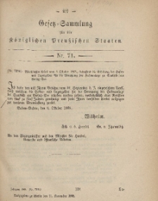 Gesetz-Sammlung für die Königlichen Preussischen Staaten, 11. November, 1868, nr. 71.