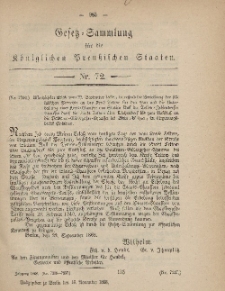 Gesetz-Sammlung für die Königlichen Preussischen Staaten, 16. November, 1868, nr. 72.